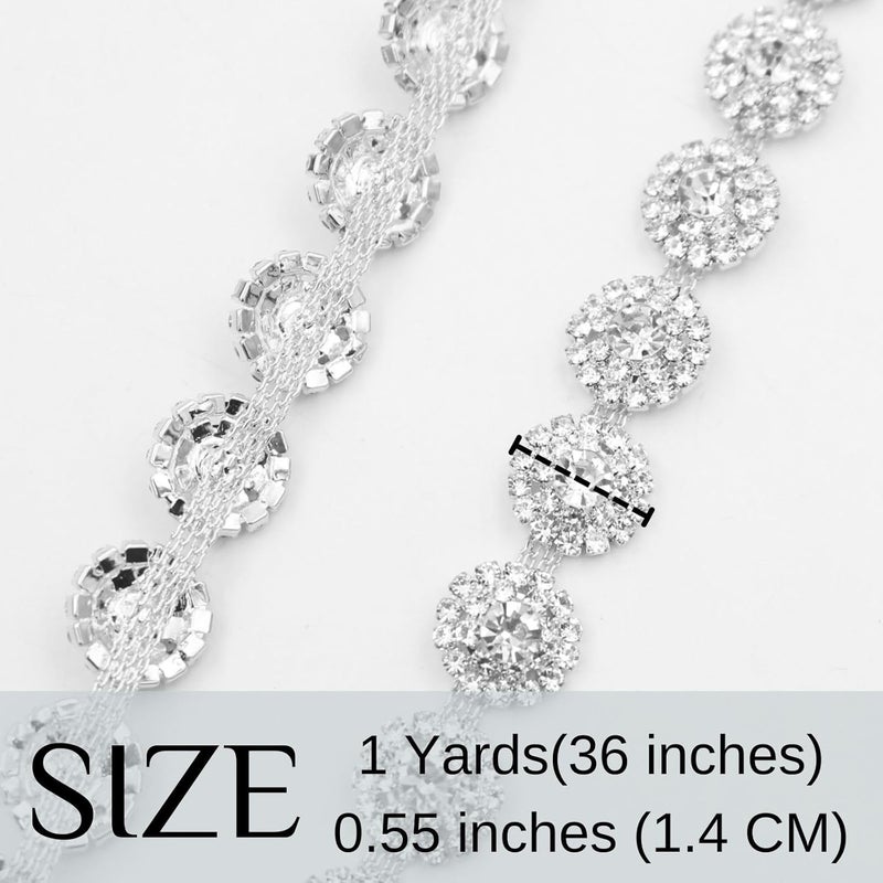 PEARLY JUN 1 Yard Rhinestone Trim Chain Sliver Applique Stringing Ribbon DIY Jewelry Wedding Party Bracelets Craft Bridal Bouquets Embellishment Accessories - Image 2